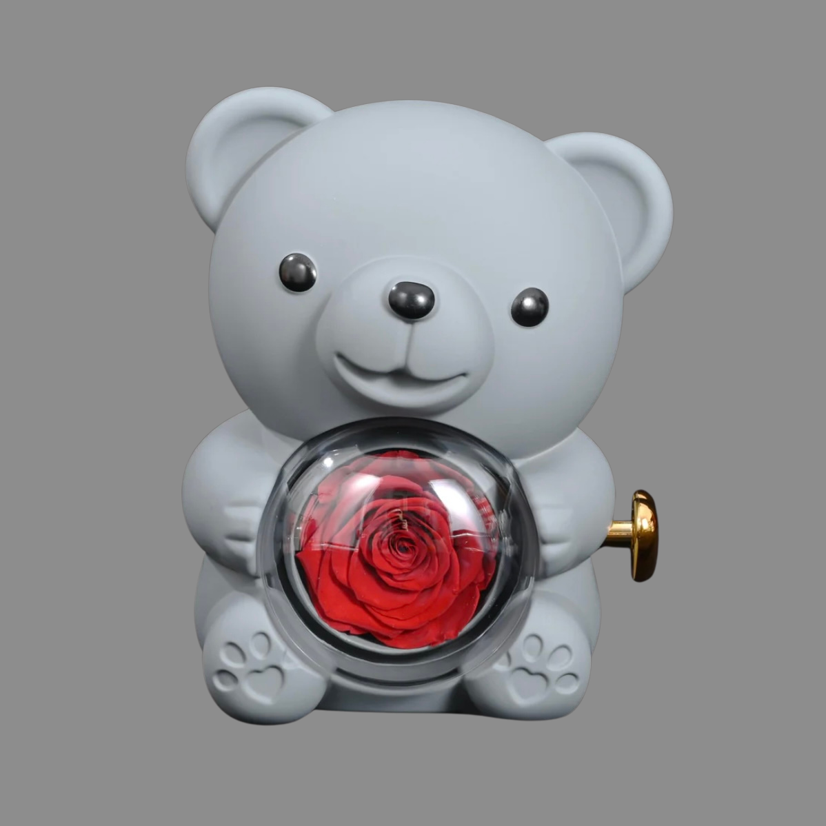 Love in a Bear Box - Engraved Heart Necklace & Eternal Rose