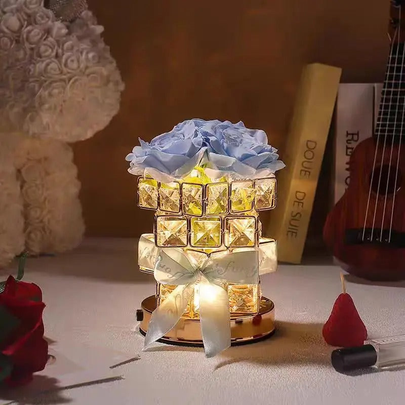 Crystal Glow: The Blooming Rose Light